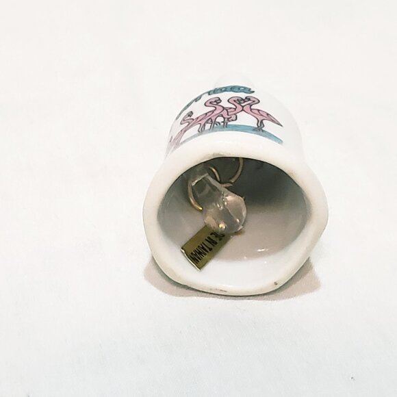 Flamingos Birds Florida State Miniature Bell Porcelain Vintage 2" Souvenir - Picture 7 of 7